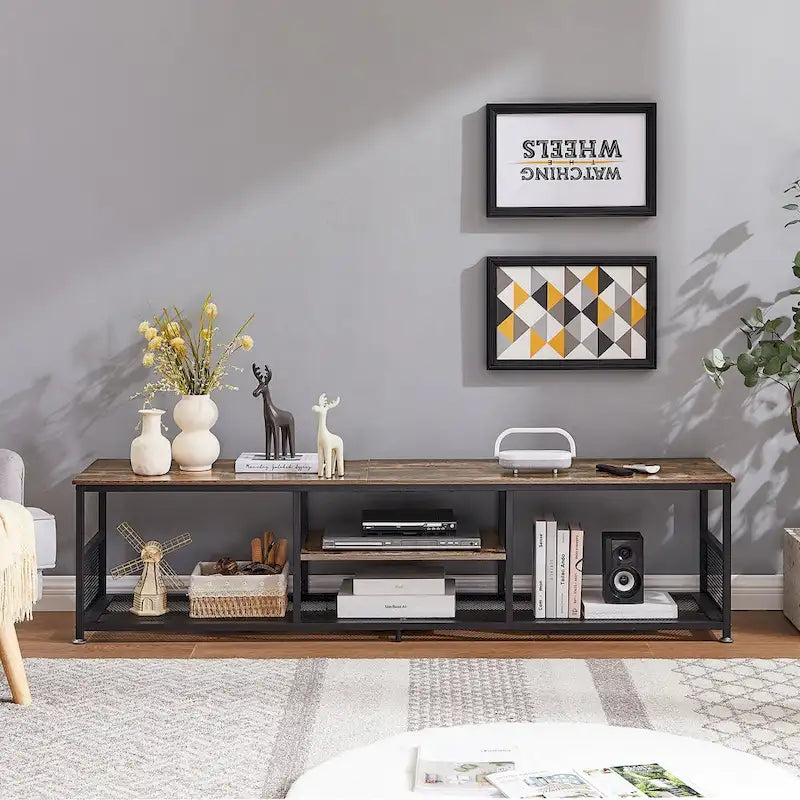 Meuble TV style industriel console multimédia table de divertissement