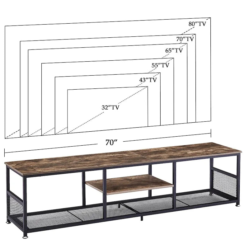 Meuble TV style industriel console multimédia table de divertissement