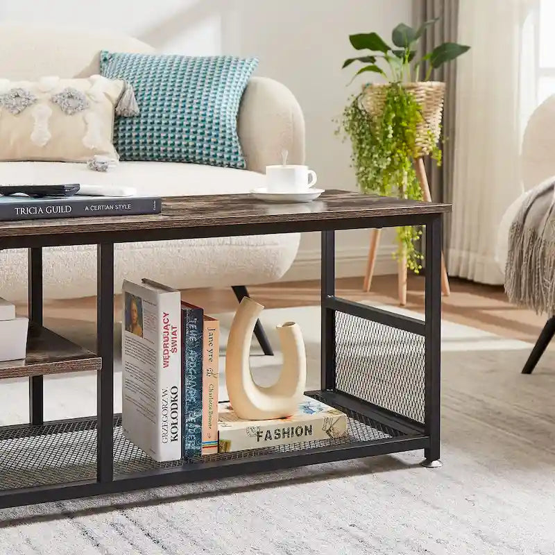 Meuble TV style industriel console multimédia table de divertissement
