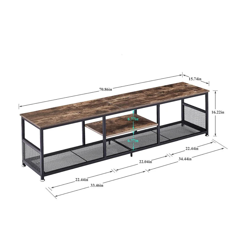 Meuble TV style industriel console multimédia table de divertissement