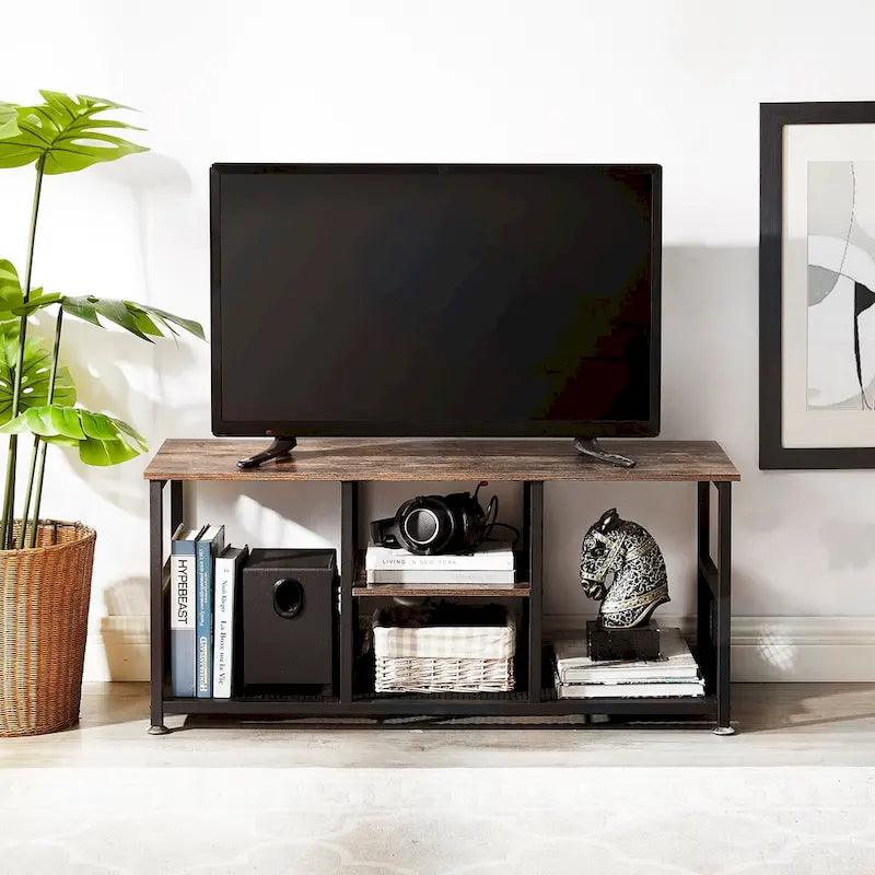 Meuble TV style industriel console multimédia table de divertissement