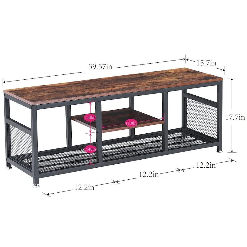 Meuble TV style industriel console multimédia table de divertissement