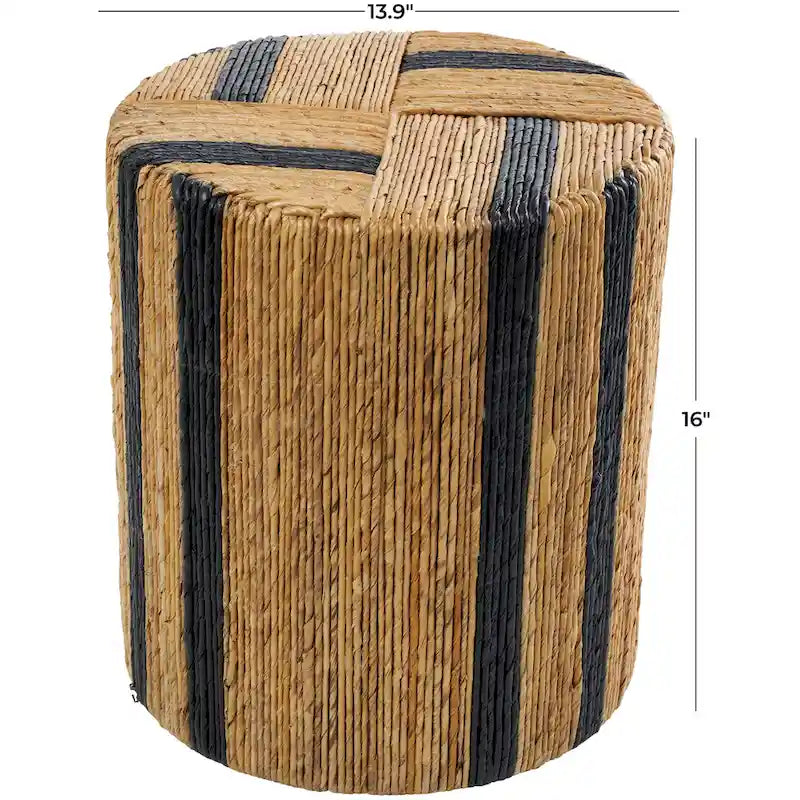 Table d'appoint linéaire faite main en feuilles de bananier