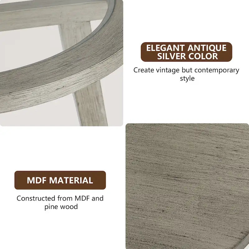 Table basse ronde à deux niveaux en verre et argent pour salon