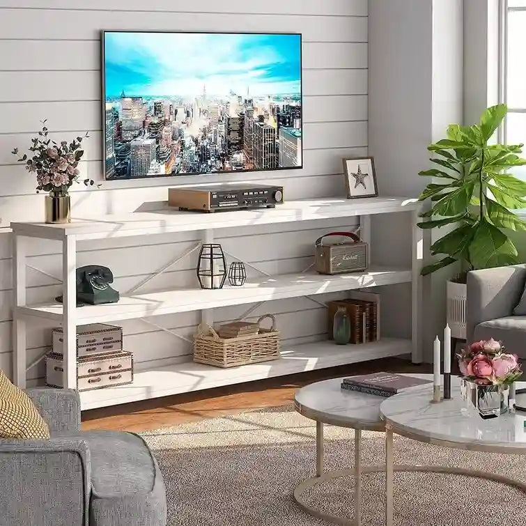 Table console étroite pour canapé avec étagères à 3 niveaux