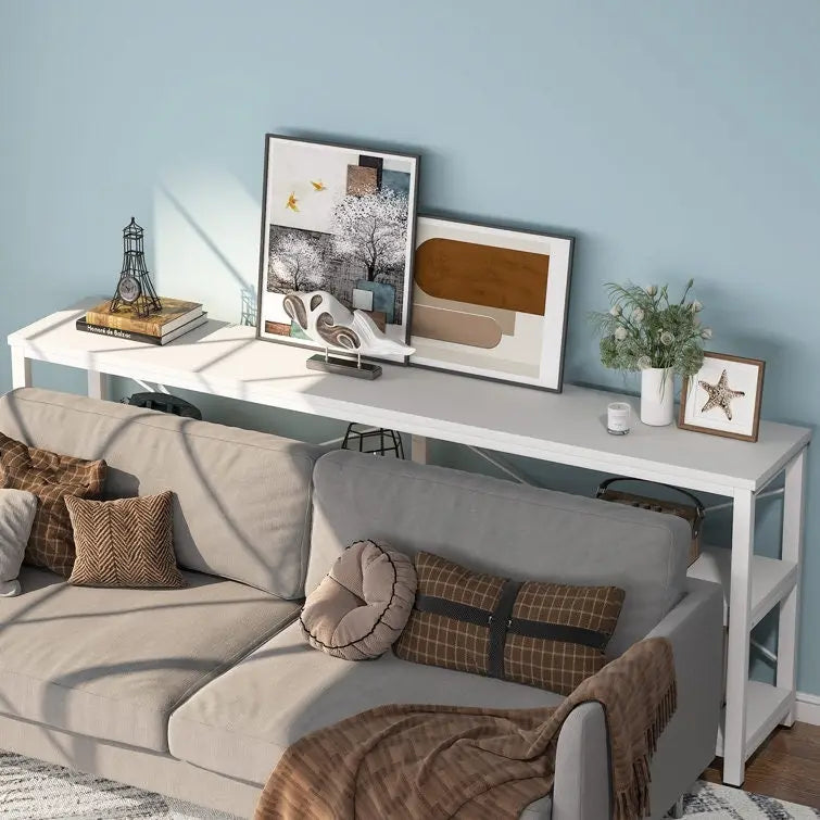 Table console étroite pour canapé avec étagères à 3 niveaux
