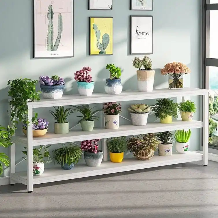 Table console étroite pour canapé avec étagères à 3 niveaux