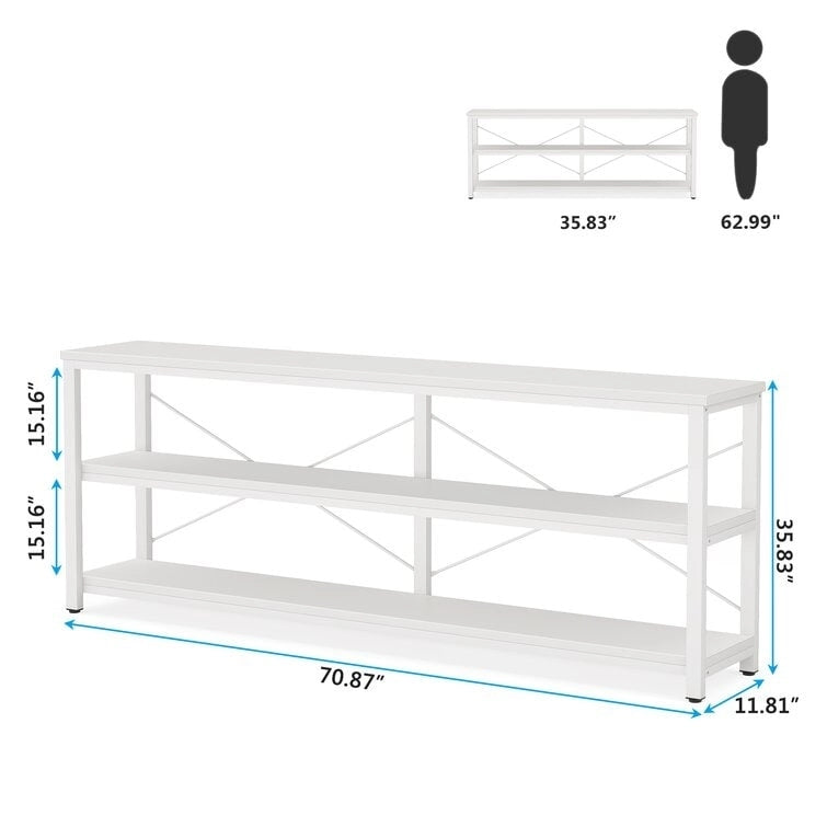 Table console étroite pour canapé avec étagères à 3 niveaux