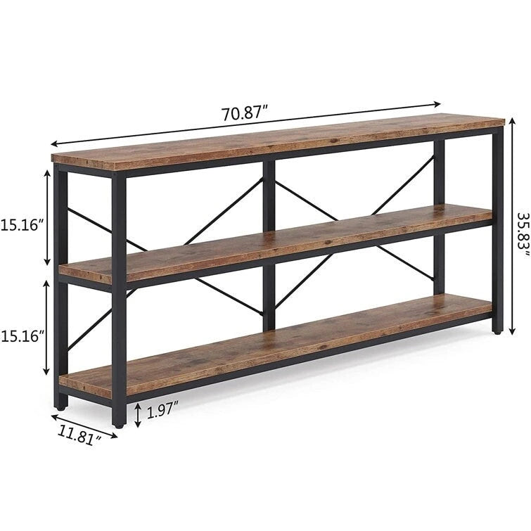 Table console étroite pour canapé avec étagères à 3 niveaux