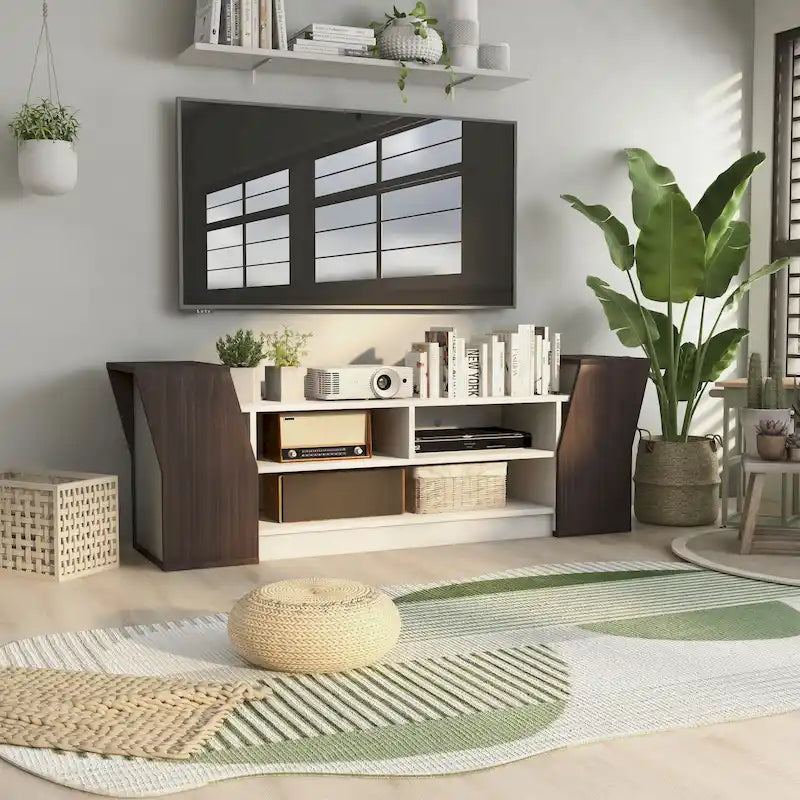 Meuble TV contemporain de 71 pouces à 3 étagères ouvertes