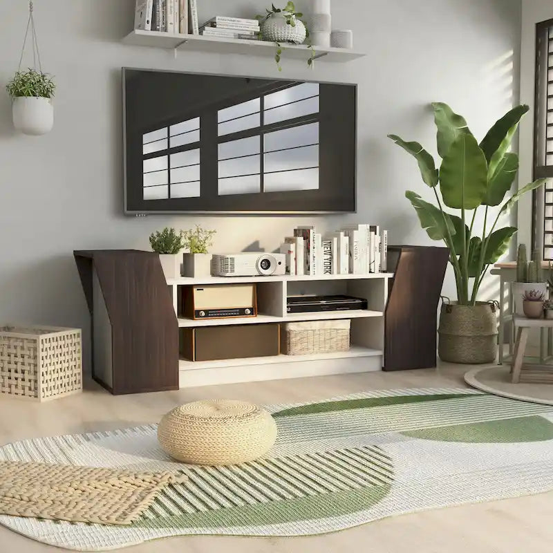 Meuble TV contemporain de 71 pouces à 3 étagères ouvertes