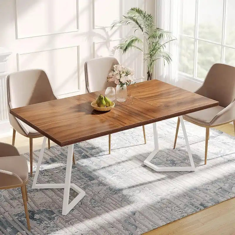 Table de salle à manger moderne de 140 cm, table rectangulaire pour 6 personnes