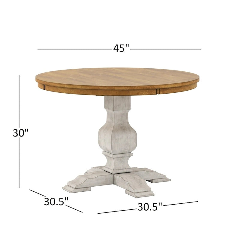 Table de salle à manger ronde bicolore