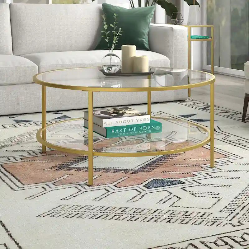 Table basse ronde de 36 pouces avec plateau en verre