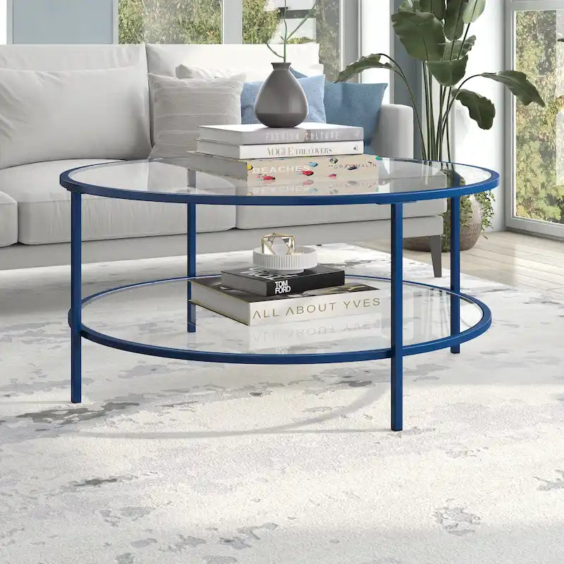 Table basse ronde de 36 pouces avec plateau en verre
