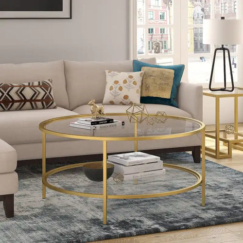 Table basse ronde de 36 pouces avec plateau en verre