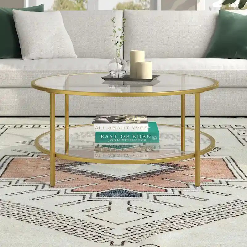 Table basse ronde de 36 pouces avec plateau en verre