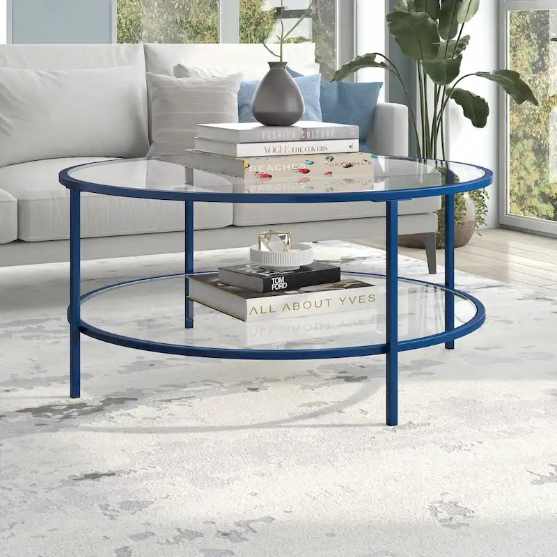 Table basse ronde de 36 pouces avec plateau en verre