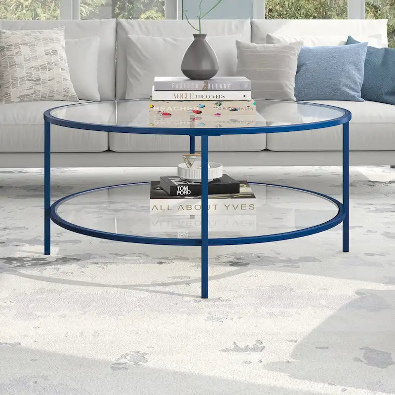 Table basse ronde de 36 pouces avec plateau en verre