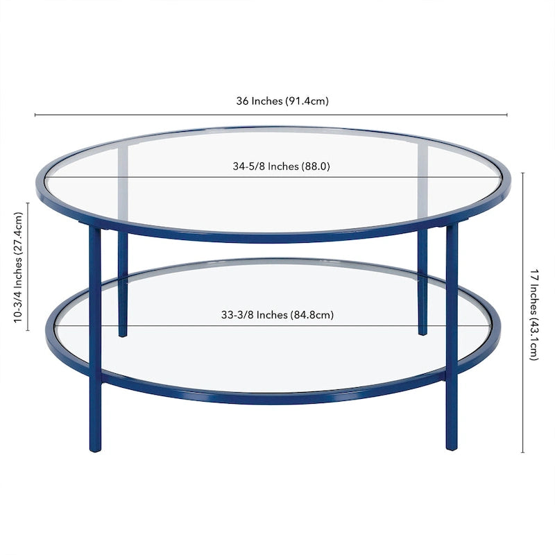 Table basse ronde de 36 pouces avec plateau en verre