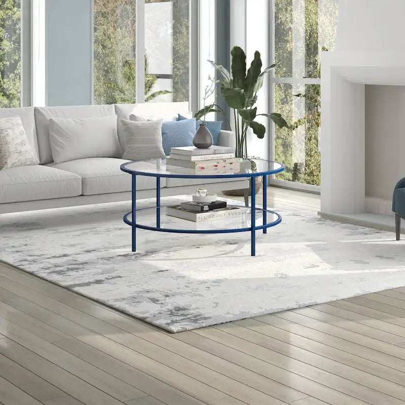 Table basse ronde de 36 pouces avec plateau en verre