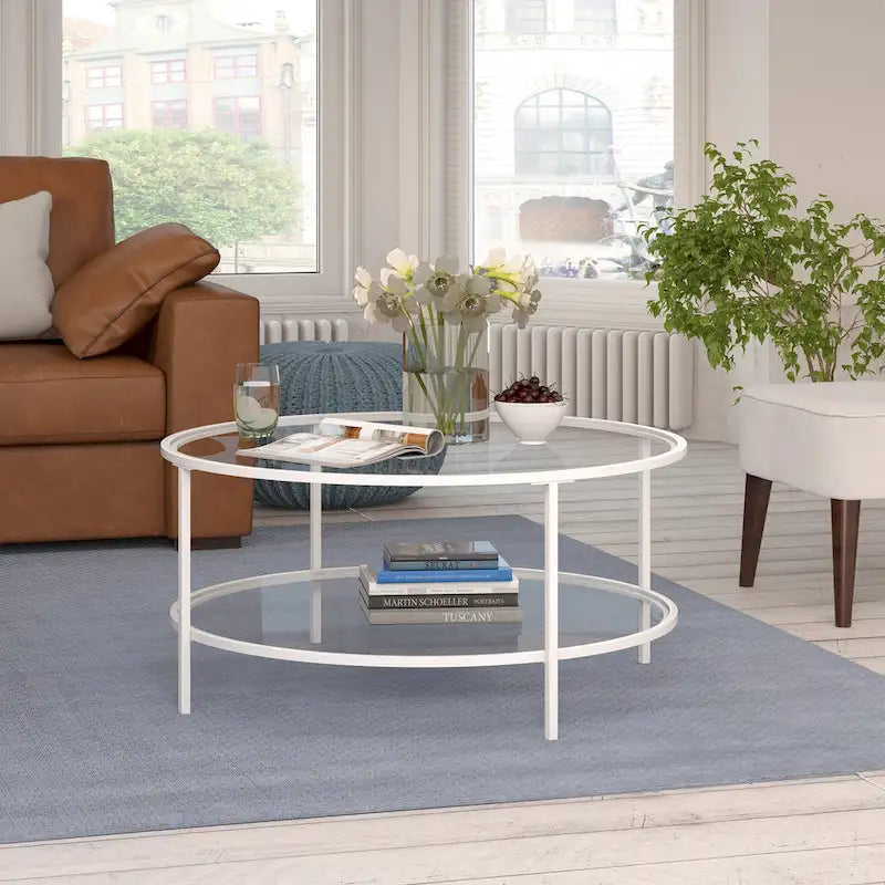 Table basse ronde de 36 pouces avec plateau en verre