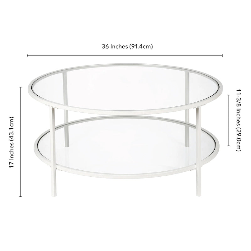 Table basse ronde de 36 pouces avec plateau en verre