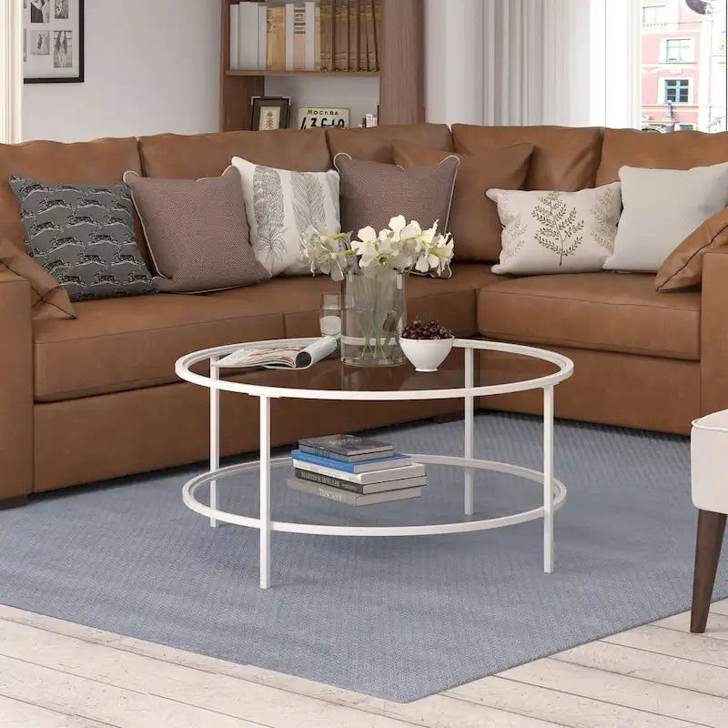 Table basse ronde de 36 pouces avec plateau en verre