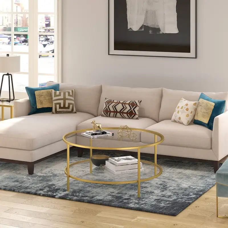 Table basse ronde de 36 pouces avec plateau en verre