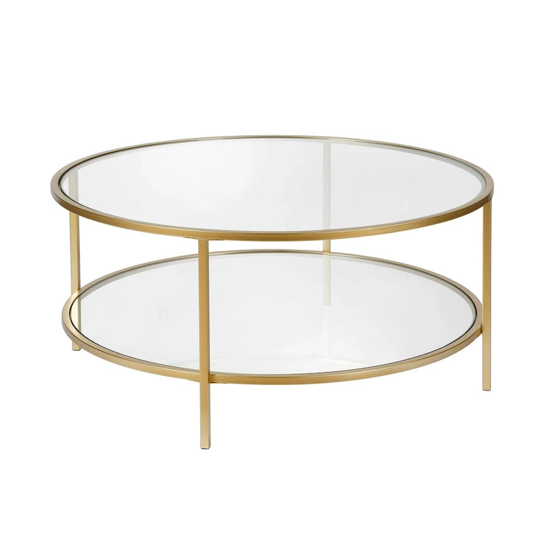Table basse ronde de 36 pouces avec plateau en verre
