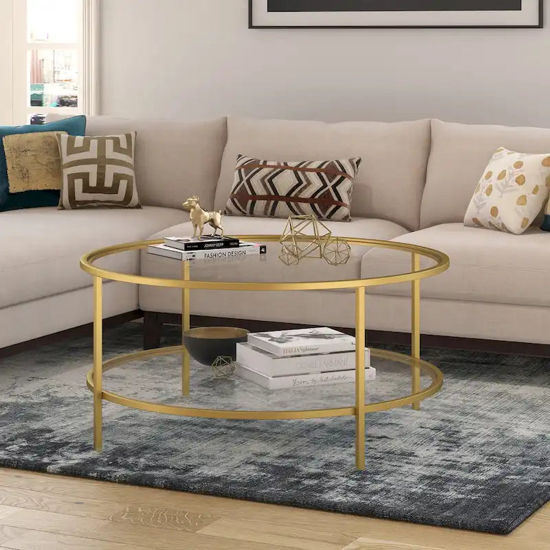 Table basse ronde de 36 pouces avec plateau en verre