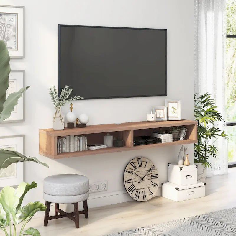 Meuble TV mural à double niveau de 60 pouces