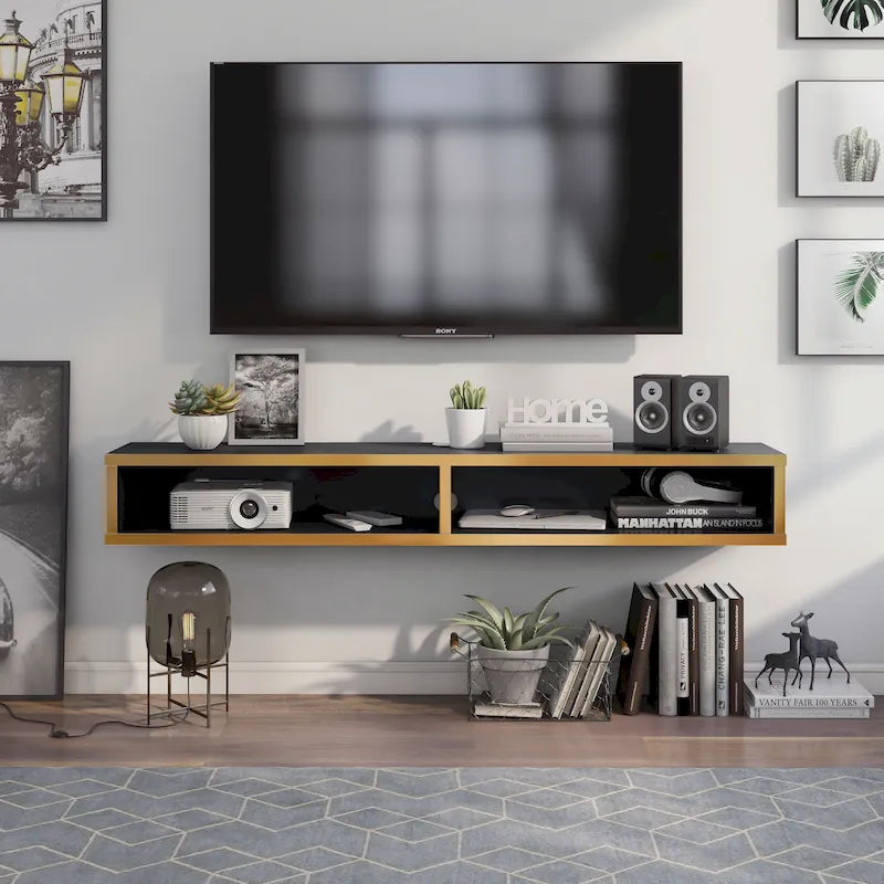 Meuble TV mural à double niveau de 60 pouces