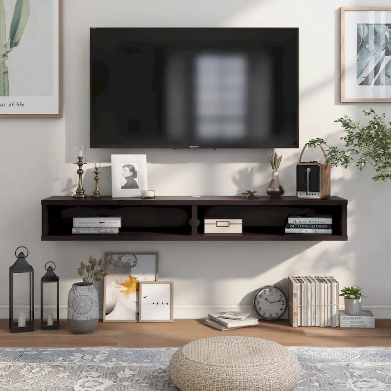 Meuble TV mural à double niveau de 60 pouces
