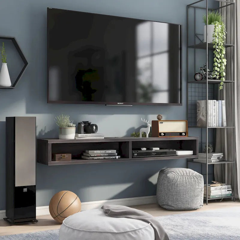 Meuble TV mural à double niveau de 60 pouces