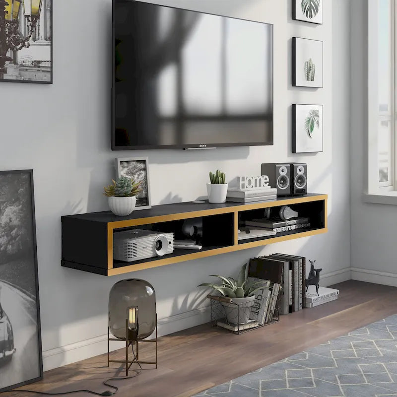 Meuble TV mural à double niveau de 60 pouces