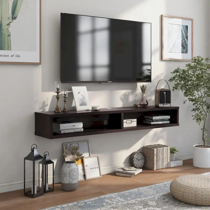 Meuble TV mural à double niveau de 60 pouces