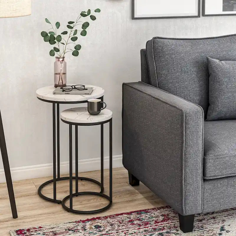 Ensemble de 2 tables basses gigognes rondes