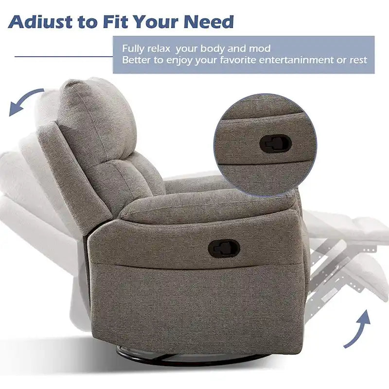 Fauteuil inclinable manuel pivotant à bascule surrembourré