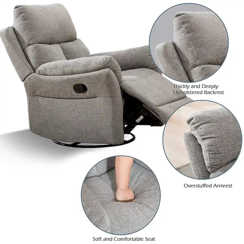 Fauteuil inclinable manuel pivotant à bascule surrembourré