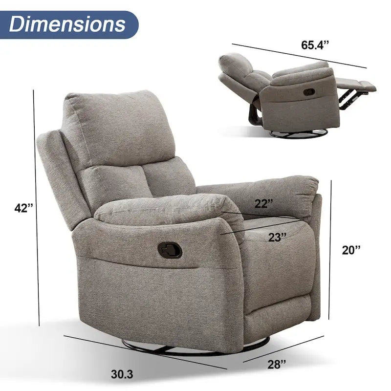 Fauteuil inclinable manuel pivotant à bascule surrembourré