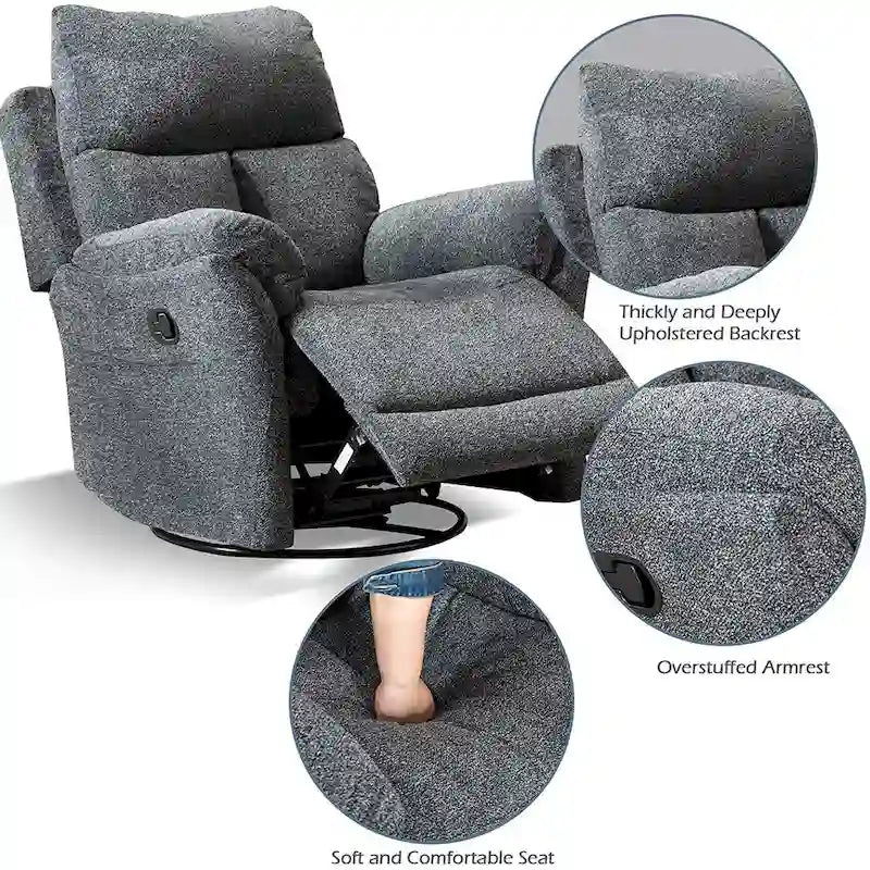 Fauteuil inclinable manuel pivotant à bascule surrembourré
