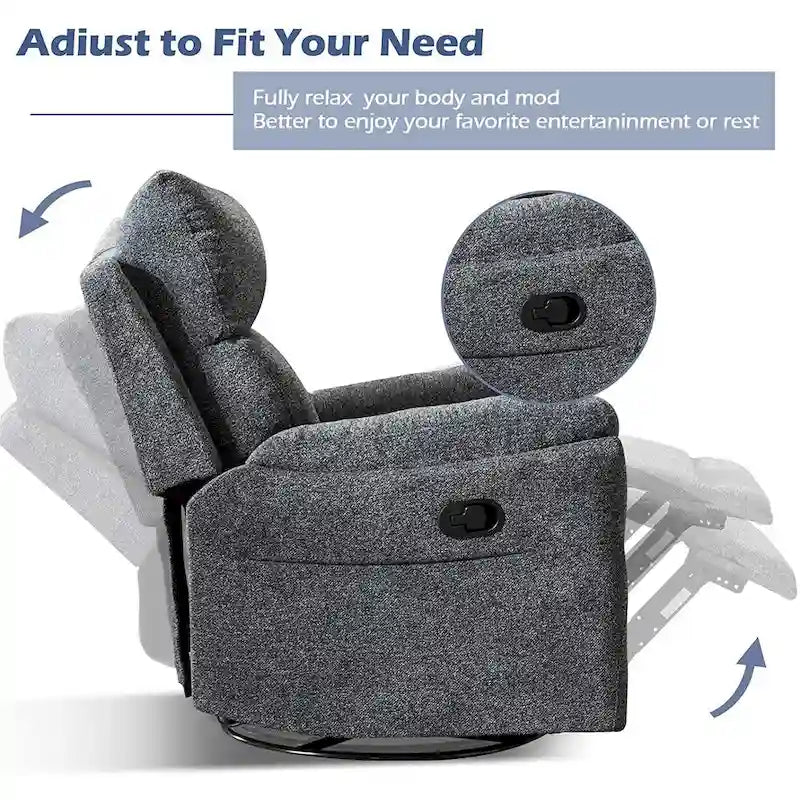 Fauteuil inclinable manuel pivotant à bascule surrembourré