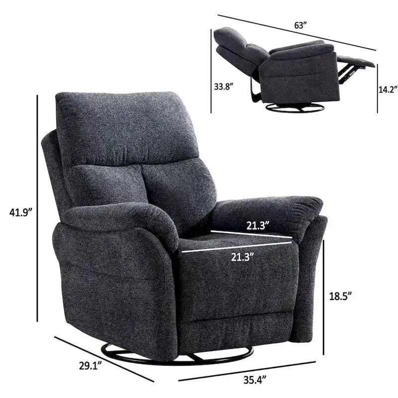 Fauteuil inclinable manuel pivotant à bascule surrembourré