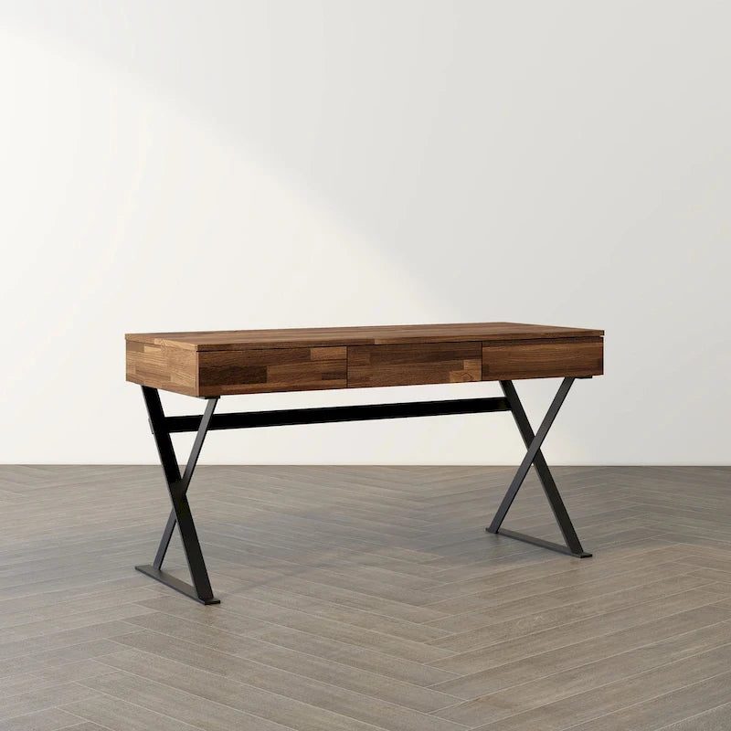 Bureau informatique en métal noir de 59 pouces avec ports USB