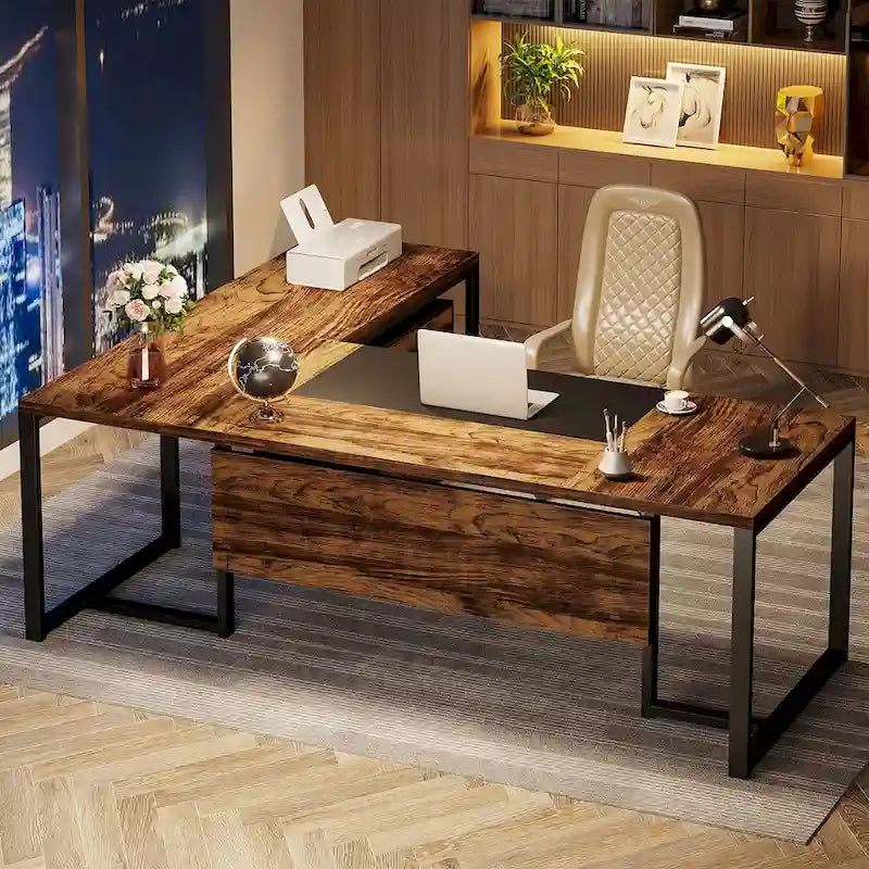 Bureau de direction de 70,8 pouces (avec caisson de rangement)