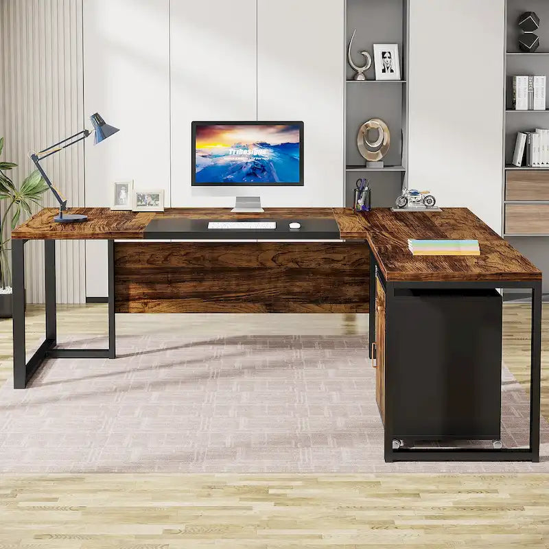 Bureau de direction de 70,8 pouces (avec caisson de rangement)