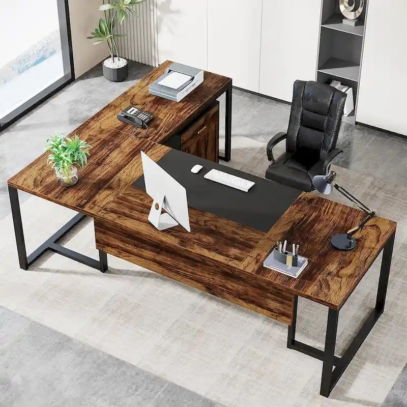 Bureau de direction de 70,8 pouces (avec caisson de rangement)