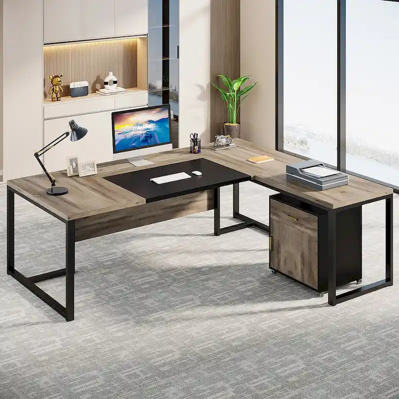 Bureau de direction de 70,8 pouces (avec caisson de rangement)