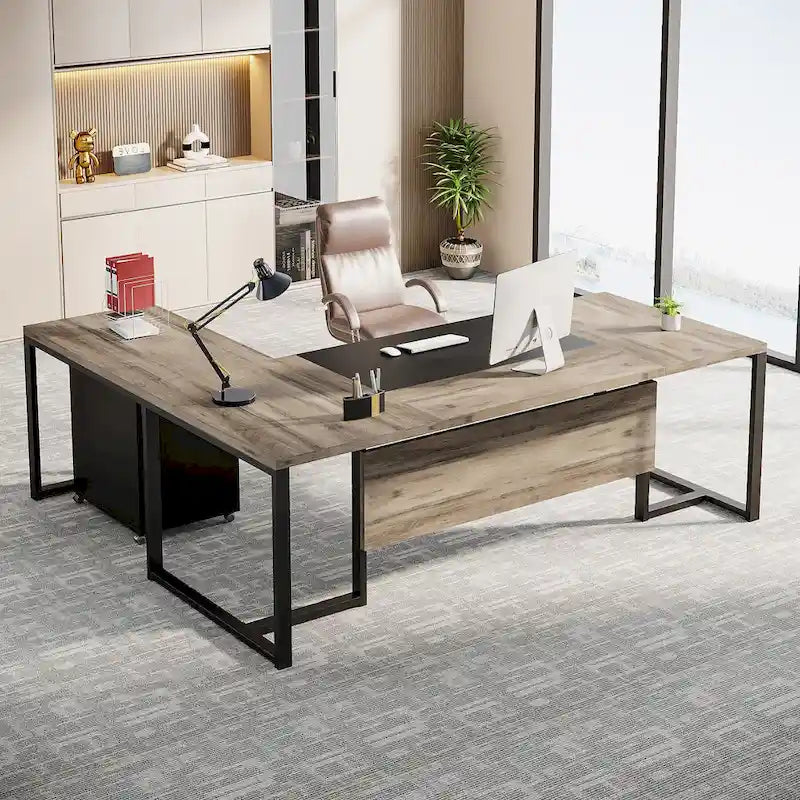 Bureau de direction de 70,8 pouces (avec caisson de rangement)